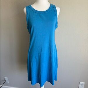 Michael Stars Ocean Blue Demi Ribbed Tank Knee Length Dress Womens M Beach
